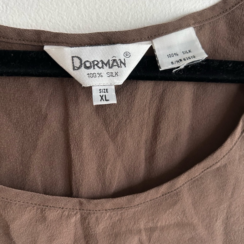 Vintage silk Brown Sleeveless Women's Top - Picture 3 of 3